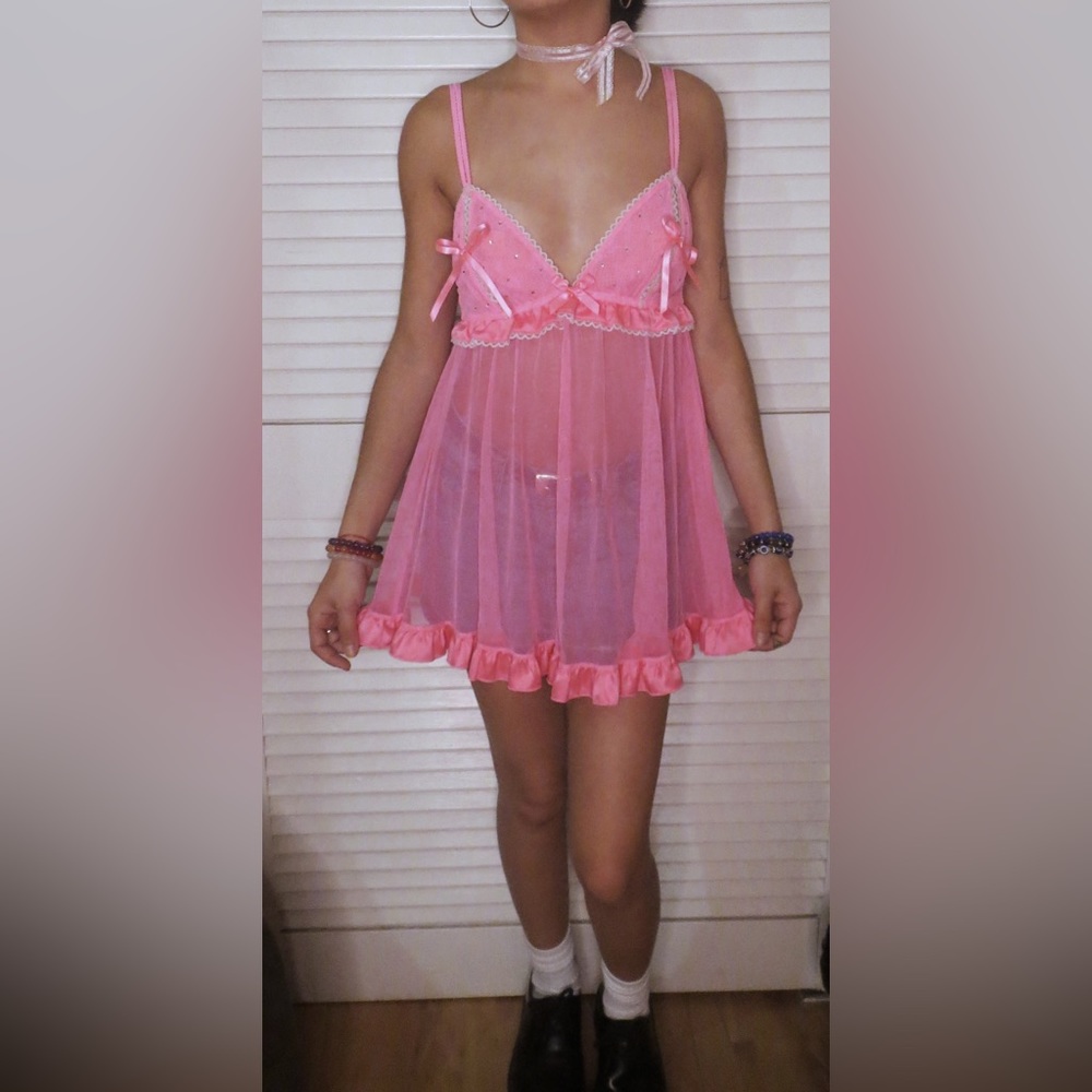 Pink 2000s Y2K Vintage babydoll Victoria’s secret Lingerie top size S